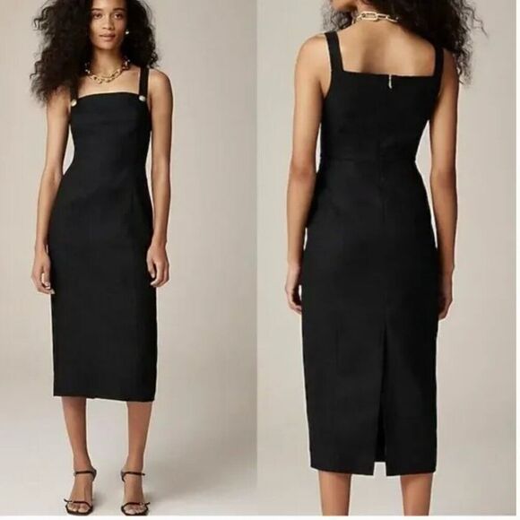 J. Crew Dresses & Skirts - J.crew Colleen Stretch linen-blend sheath dress in Black NWT size 10